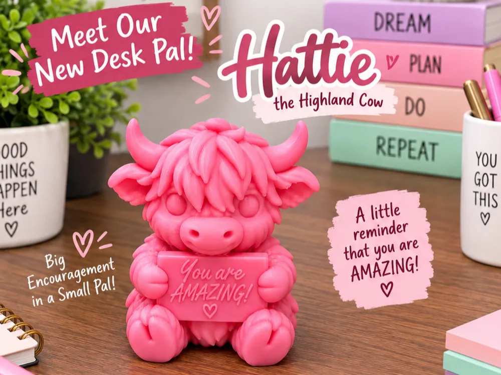 Hattie the Highland Cow Desktop Encouragement, photo 3 of 4 - Hattie the Highland Cow Desktop Encouragement Household