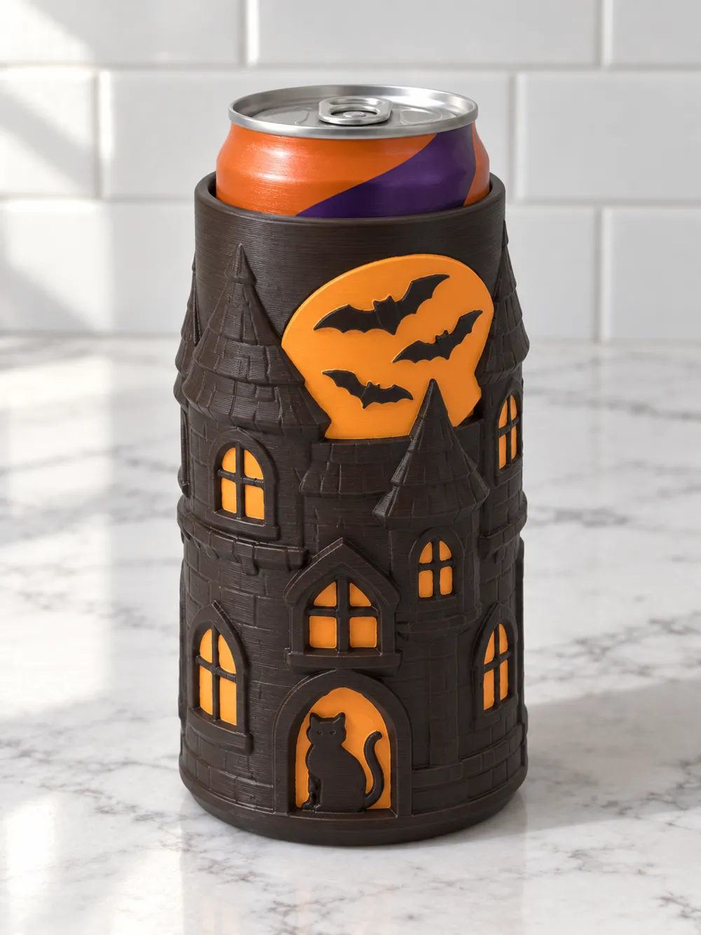 Haunted House Halloween Can Holder Koozie, photo 3 of 4 - Haunted House Halloween Can Holder Koozie Tools & Workshop