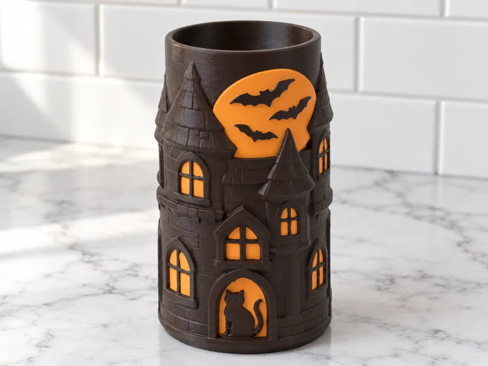 Haunted House Halloween Can Holder Koozie, photo 4 of 4 - Haunted House Halloween Can Holder Koozie Tools & Workshop