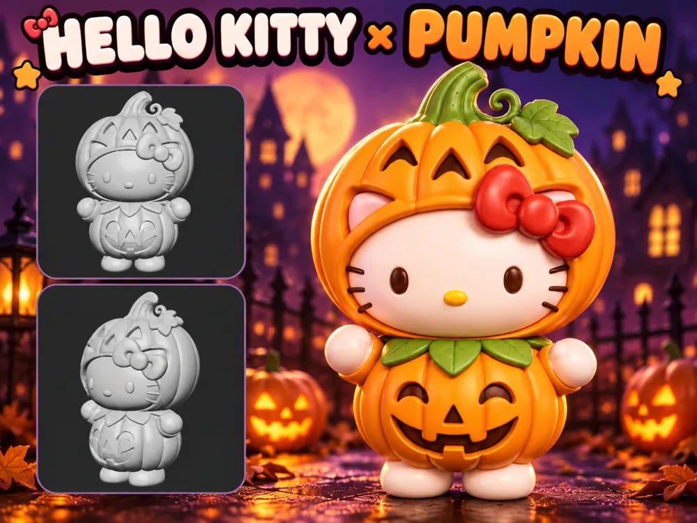 Hello Kitty Pumpkin, Cute Halloween, photo 3 of 4 - Hello Kitty Pumpkin, Cute Halloween Art
