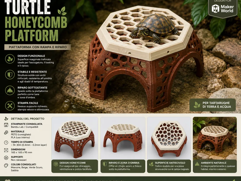 Hexagonal Turtle Basking Platform & Hideout