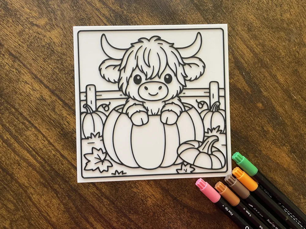 Highland Cow Halloween Coloring Page, photo 2 of 4 - Highland Cow Halloween Coloring Page Toys & Games