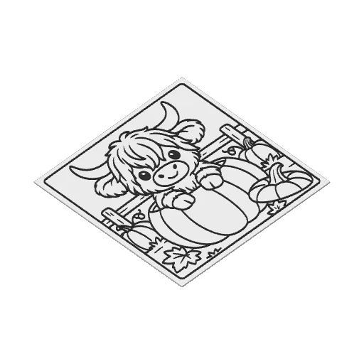 Highland Cow Halloween Coloring Page, photo 4 of 4 - Highland Cow Halloween Coloring Page Toys & Games