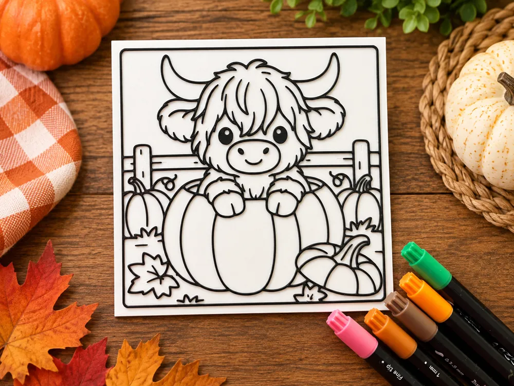 Highland Cow Halloween Coloring Page - Other Toys & Games, in stock in India