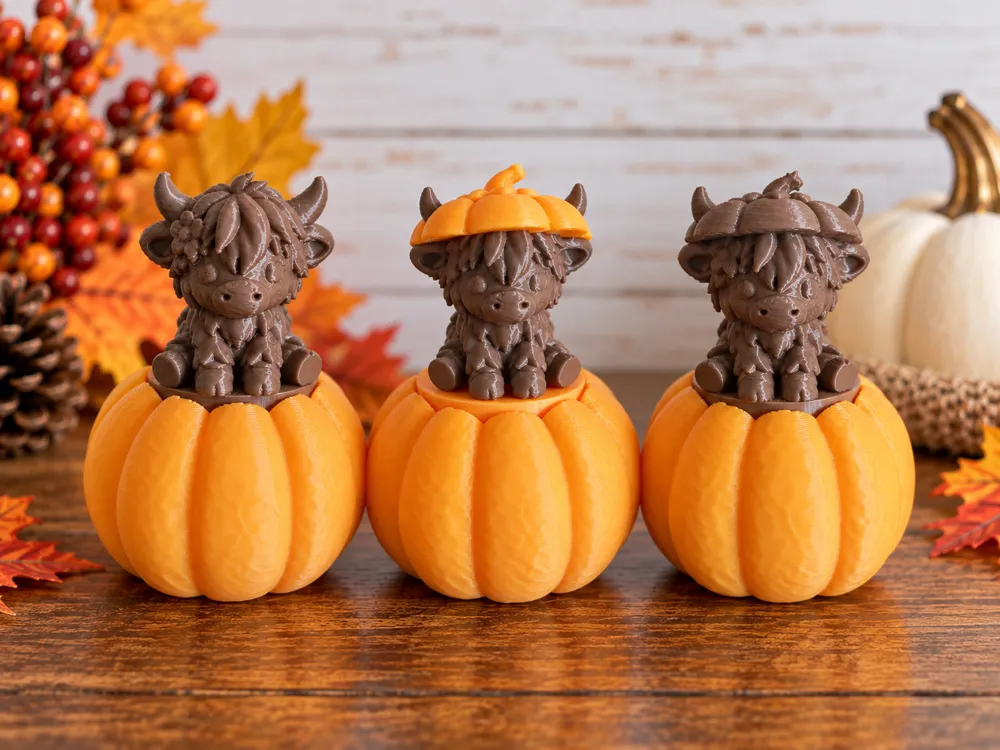 Highland Cow in Pumpkin Clicker, photo 3 of 4 - Highland Cow in Pumpkin Clicker Fidget & Sensory Toys