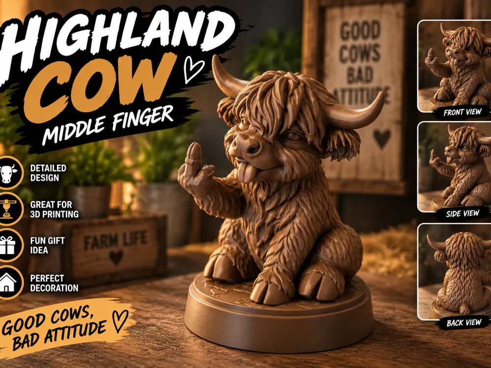 Highland Cow, Middle Finger, photo 3 of 4 - Highland Cow, Middle Finger Household