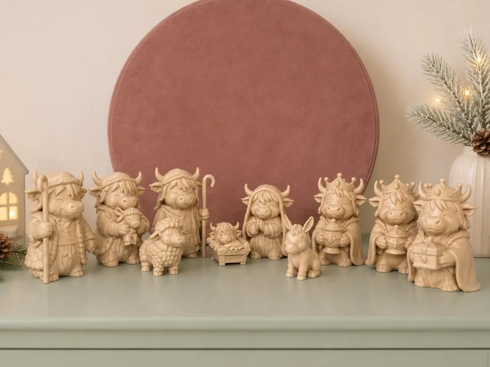 Highland Cow Nativity Set - Christmas Scene, photo 3 of 4 - Highland Cow Nativity Set - Christmas Scene Spiritual & Festive