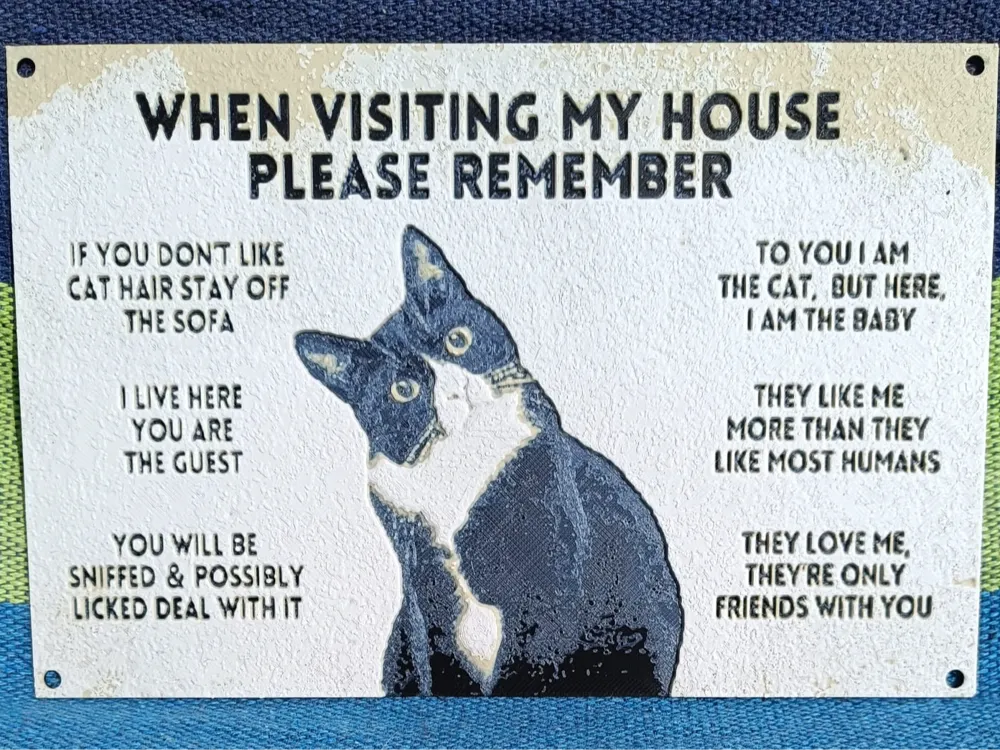 Hueforge Funny Cat Sign "When Visiting My House"