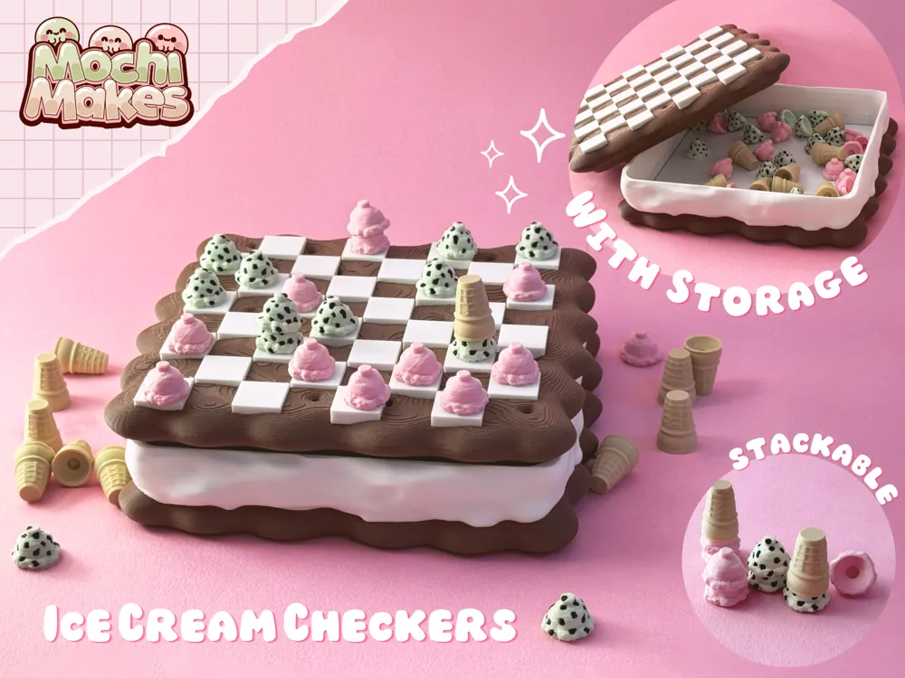 Ice Cream Checkers, another view - Chess Sets & Pieces, checkerboard