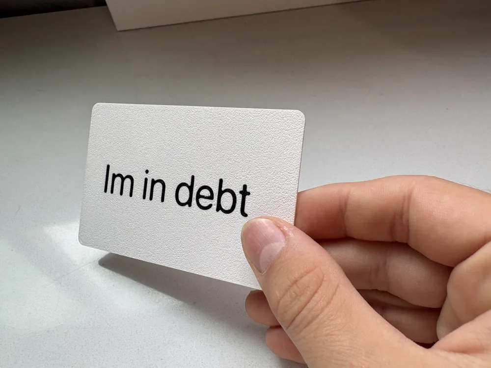 Im in debt card for Monopoly or personal use, photo 3 of 4 - Im in debt card for Monopoly or personal use Toys & Games