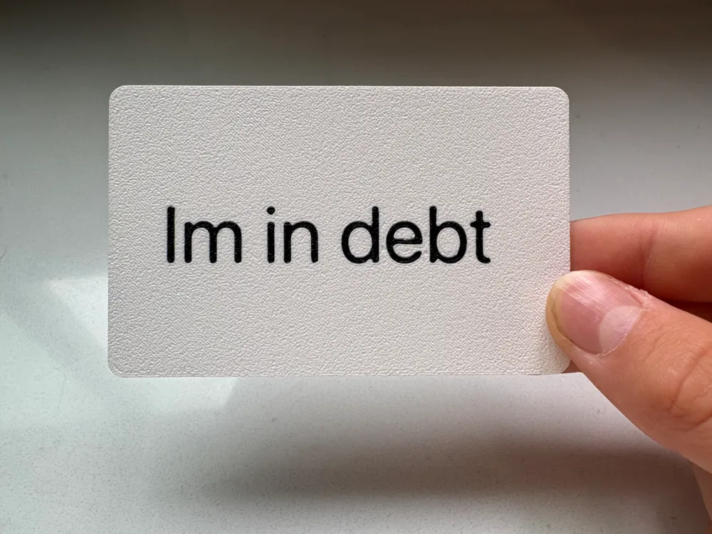 Im in debt card for Monopoly or personal use - Other Toys & Games, in stock in India
