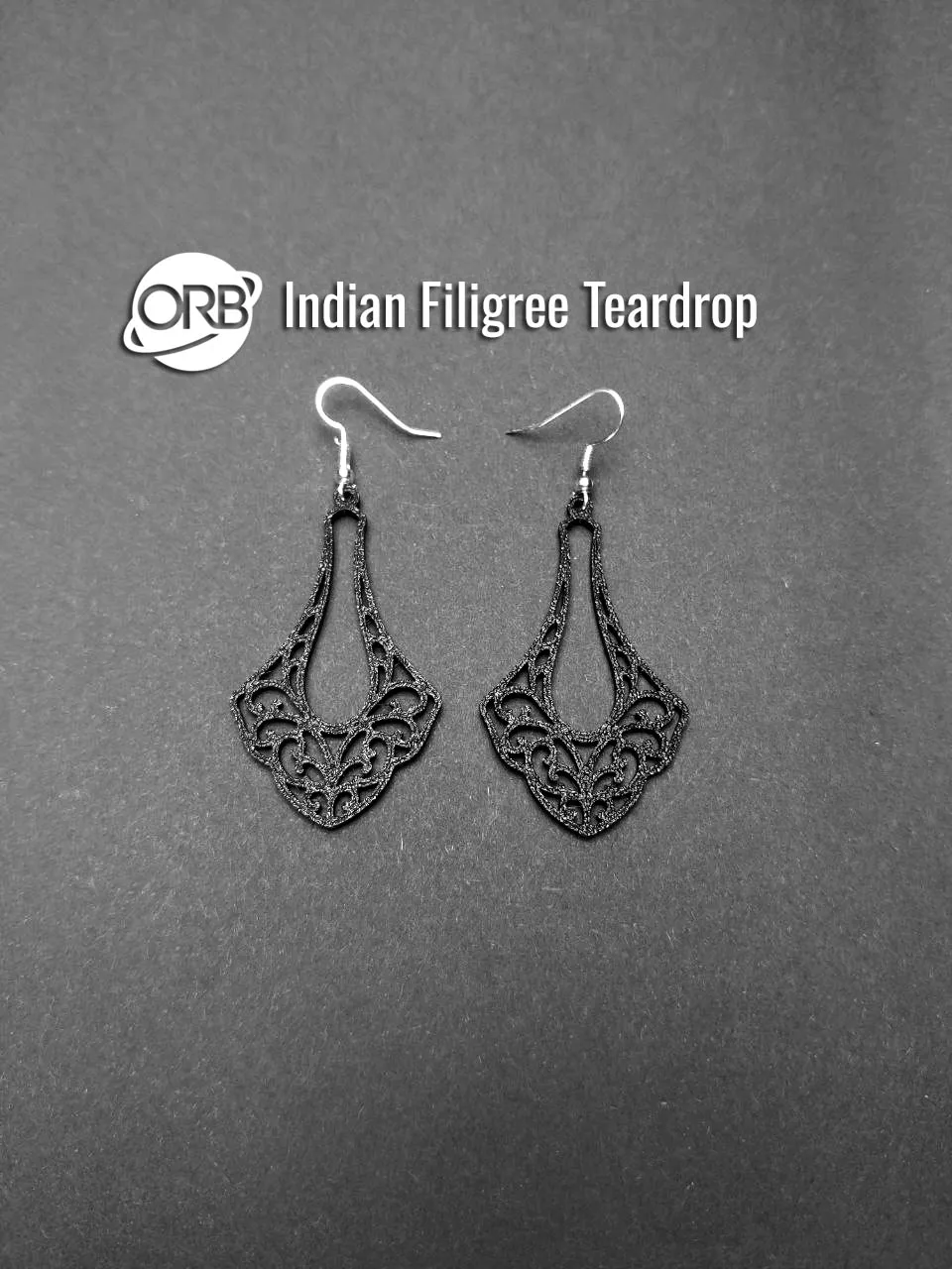 Indian Filigree Teardrop Earrings, photo 3 of 4 - Earrings, floral