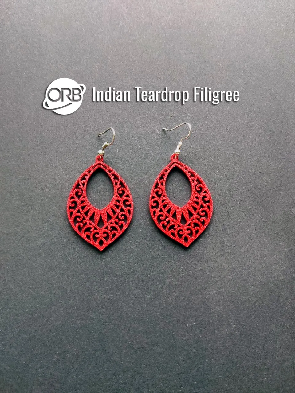 Indian Teardrop Filigree Earrings, photo 3 of 5 - Earrings, ornamental