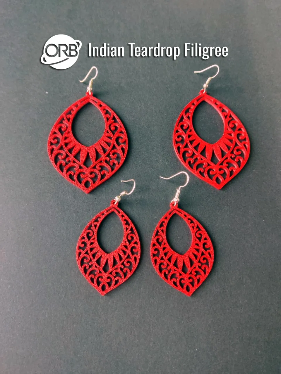 Indian Teardrop Filigree Earrings, photo 4 of 5 - Earrings, floral