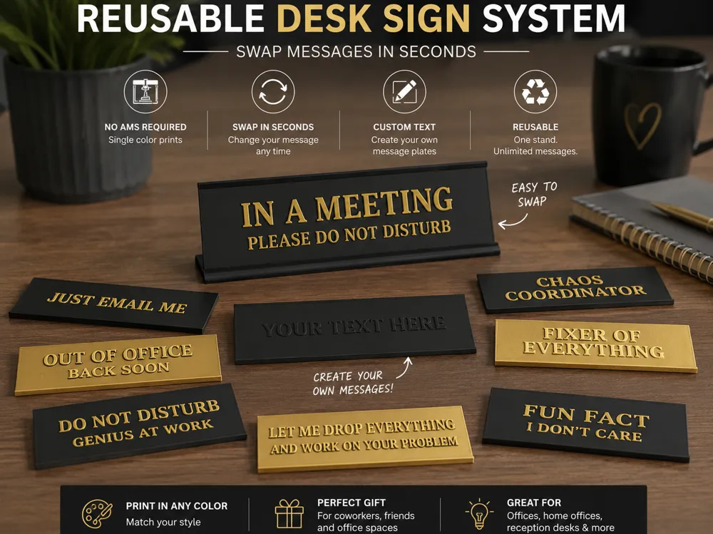 Interchangeable Desk Sign - Customizable