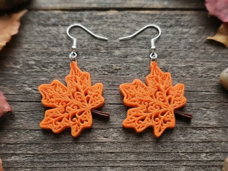Intricate Maple Leaf Earrings, photo 3 of 4 - Intricate Maple Leaf Earrings Fashion