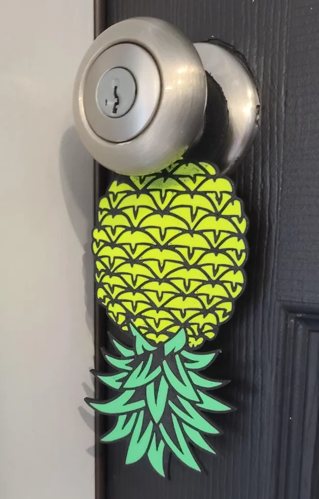 Inverted Adventures Upside-Down Pineapple Door Tag, another view - Door Signs & Door Hangers, do disturbe