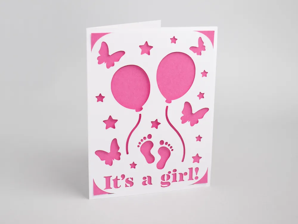 Its a Girl Card - Gender Reveal Card - Other Hobby & DIY, in stock in India