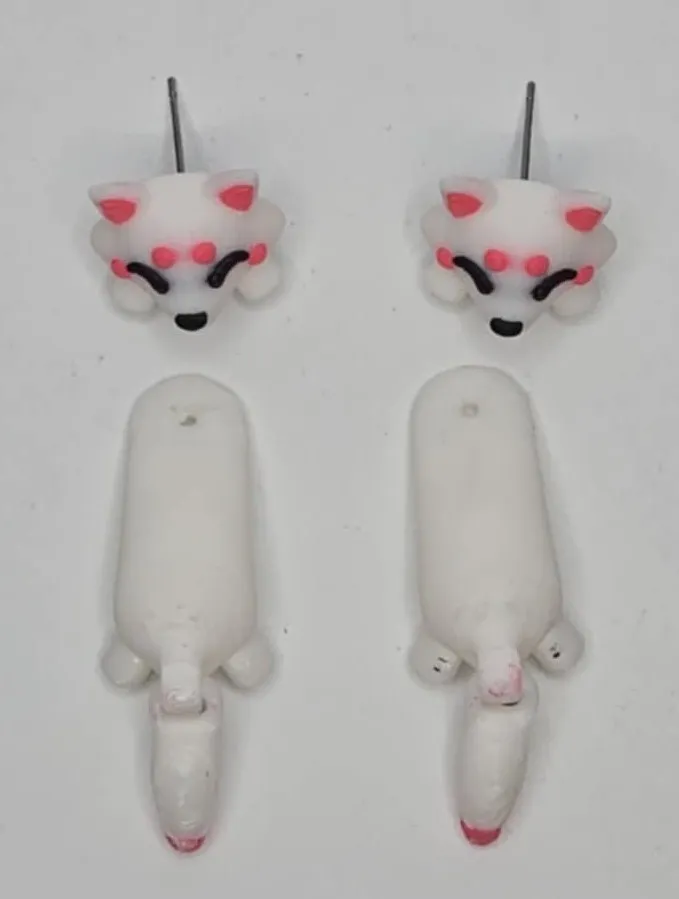 Japanese fox (Kitsune) Articulated Earrings, photo 3 of 4 - Japanese fox (Kitsune) Articulated Earrings Jewellery & Accessories