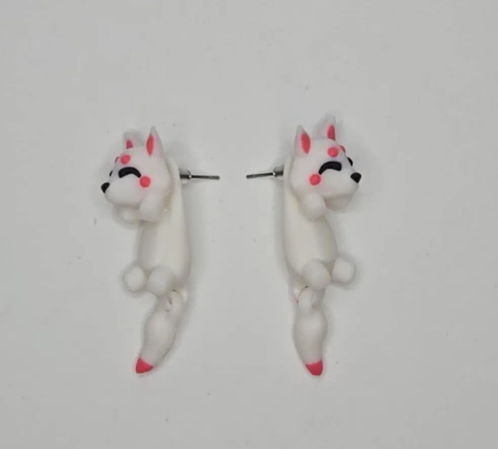 Japanese fox (Kitsune) Articulated Earrings, photo 4 of 4 - Japanese fox (Kitsune) Articulated Earrings Jewellery & Accessories