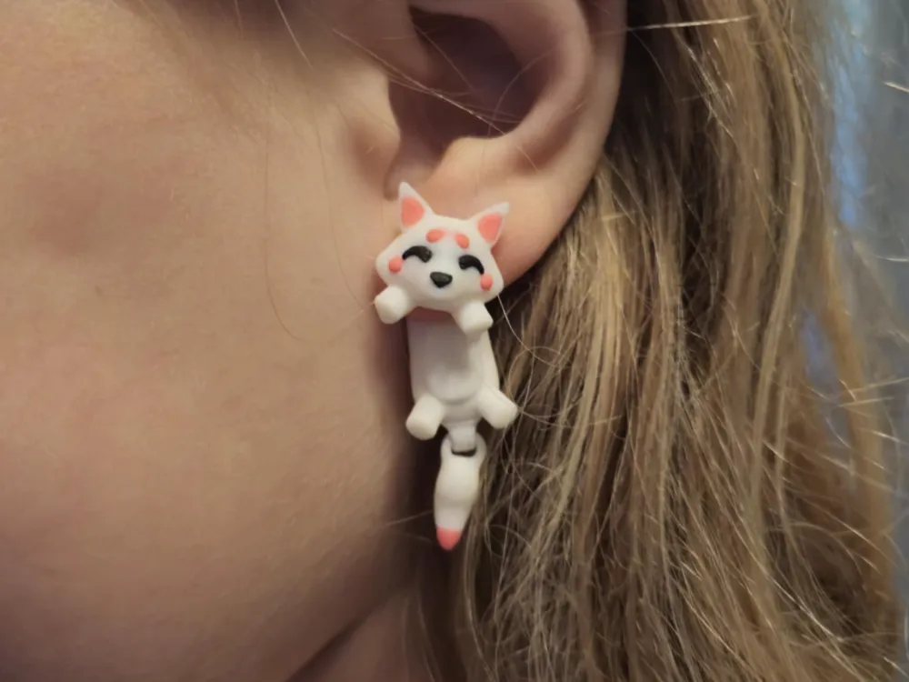 Japanese fox (Kitsune) Articulated Earrings