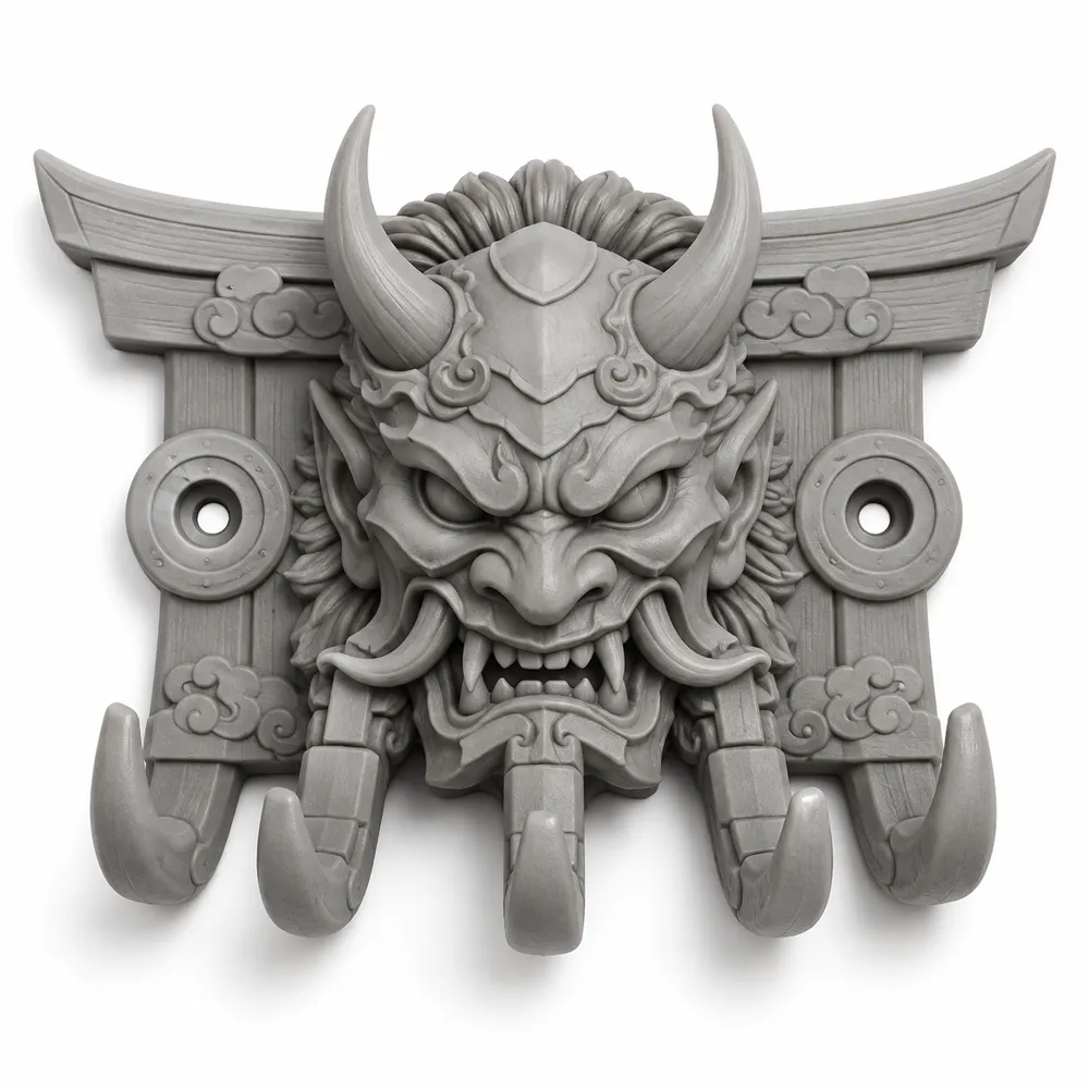 Japanese Hannya Oni Mask Wall Key Holder, photo 3 of 4 - Japanese Hannya Oni Mask Wall Key Holder Tools