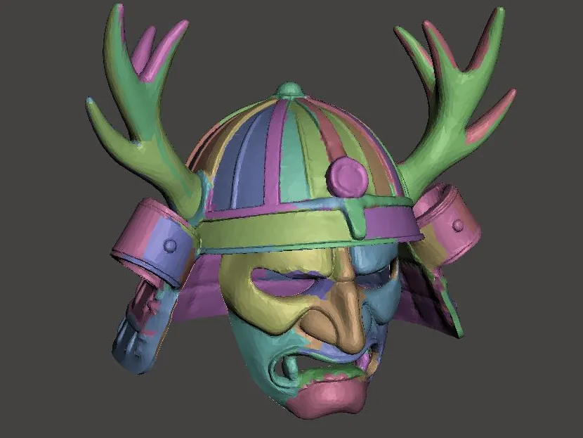 Japanese Samurai Kabuto, Warrior Mask SPLIT UP