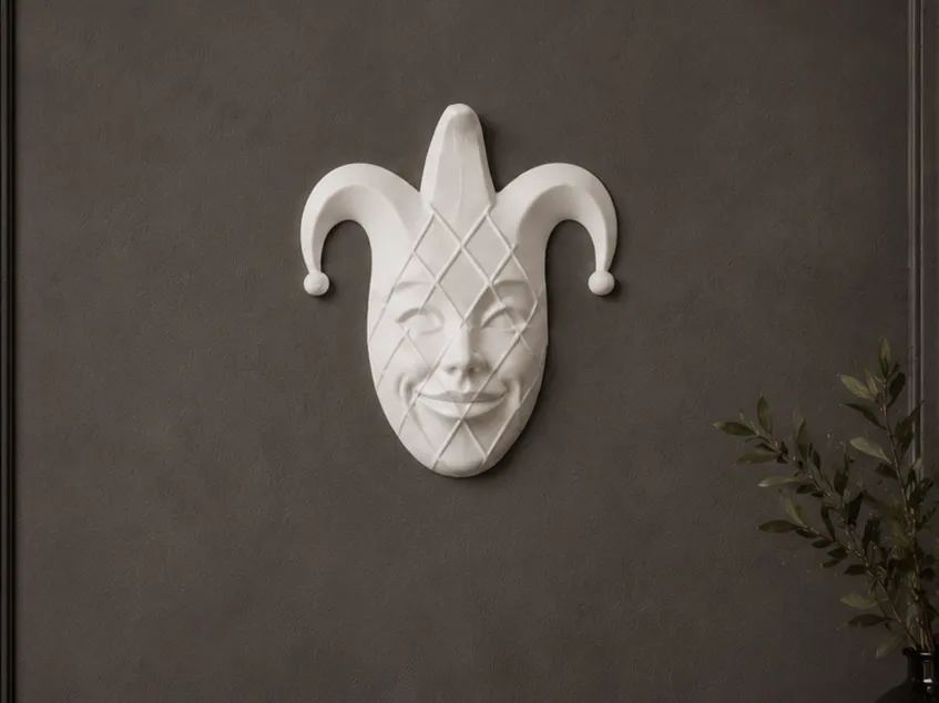 Jester's Mask - Whimsical Decorative Wall Art