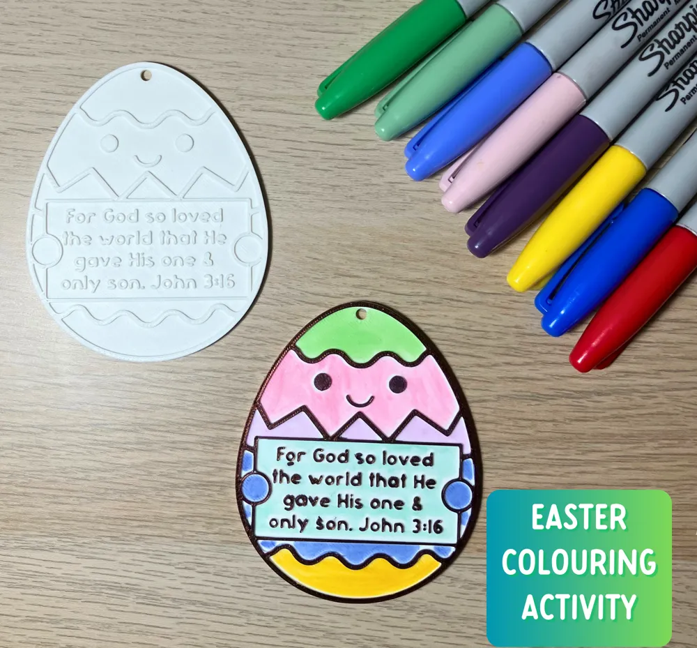 John 3:16 Easter Egg, Kids Colouring Ornament, photo 2 of 4 - Easter Eggs & Egg Holders, christian easter