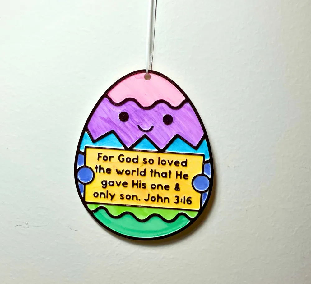 John 3:16 Easter Egg, Kids Colouring Ornament, photo 4 of 4 - Easter Eggs & Egg Holders, easter bible verse