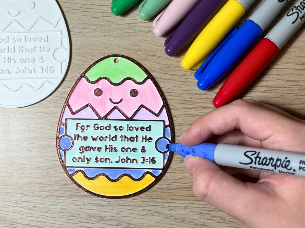 John 3:16 Easter Egg, Kids Colouring Ornament