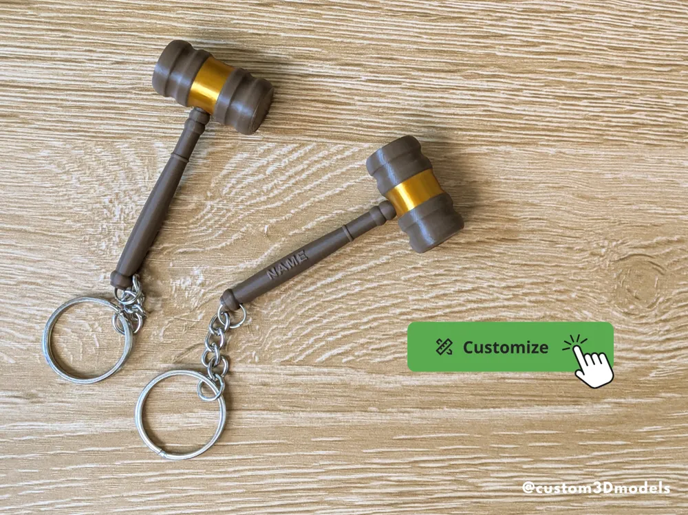 Judge Gavel Keychain | Customizable, another view - Photo & Custom Keychains, law