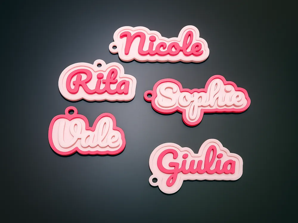 Keychain Name Customizable 3 colors, another view - Photo & Custom Keychains, font