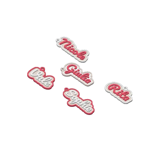 Keychain Name Customizable 3 colors, another view - Photo & Custom Keychains, font customiser