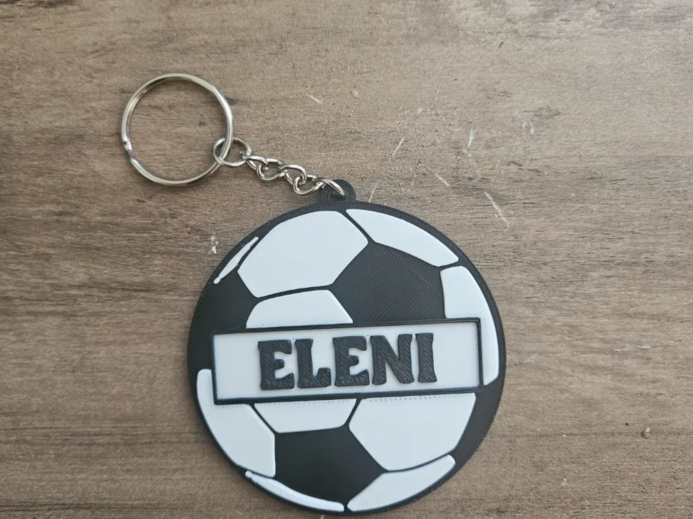 Keychain Soccer Ball with Customizable Name, another view - Photo & Custom Keychains, keychain 1