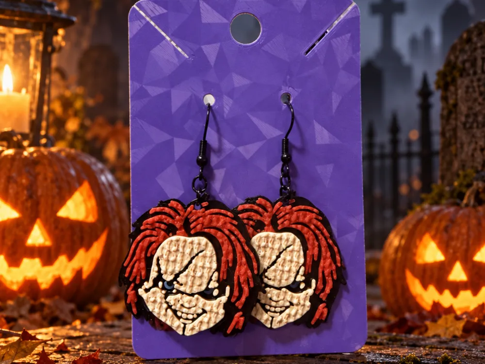 Knit textured Chucky Earrings, photo 2 of 3 - Knit textured Chucky Earrings Fashion