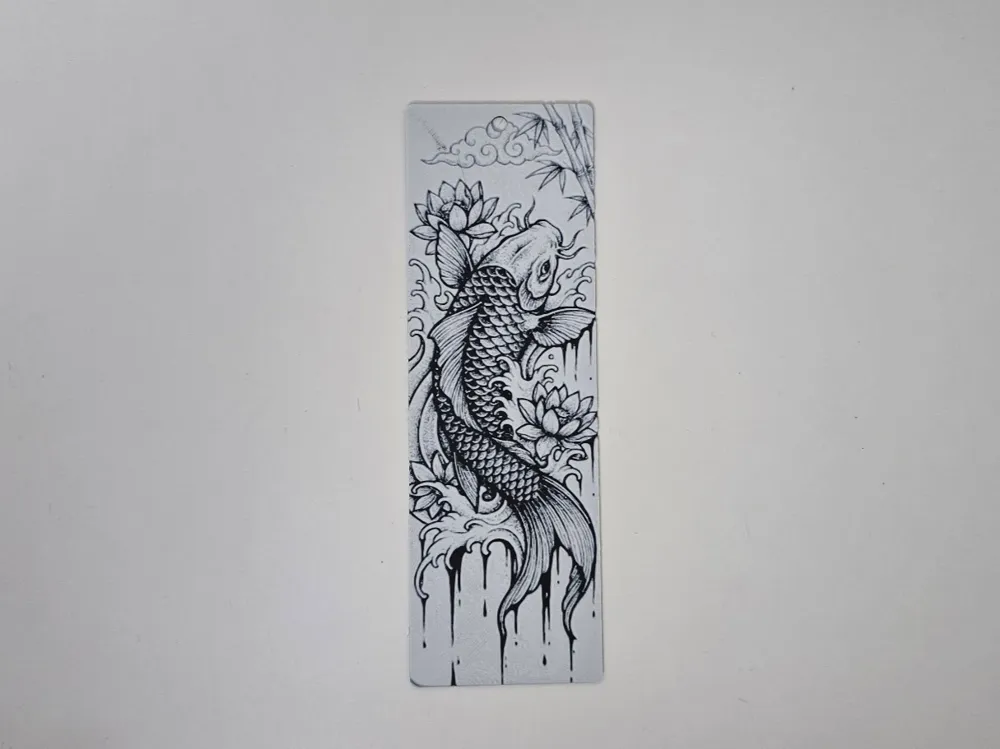 Koi Fish and Lotus Flower Bookmark Art