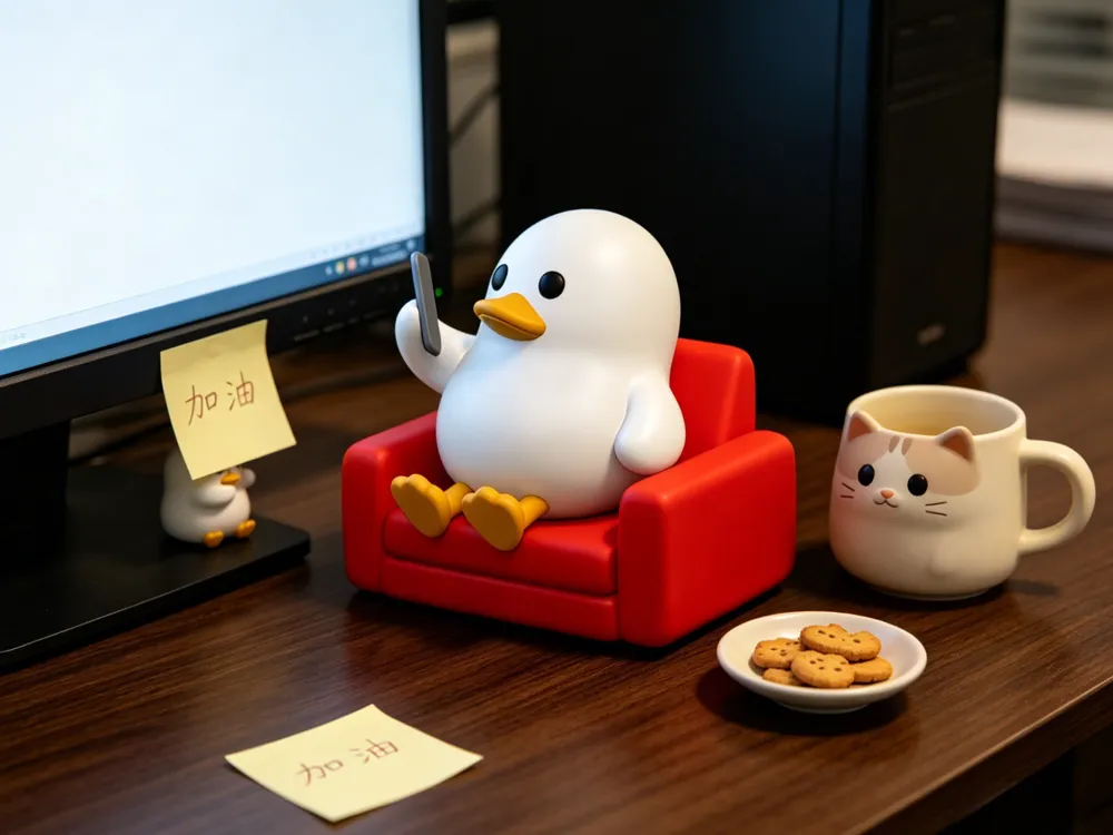 Little White Duck Series · Moyu Brush Video Duck - Bird Figurines, in stock