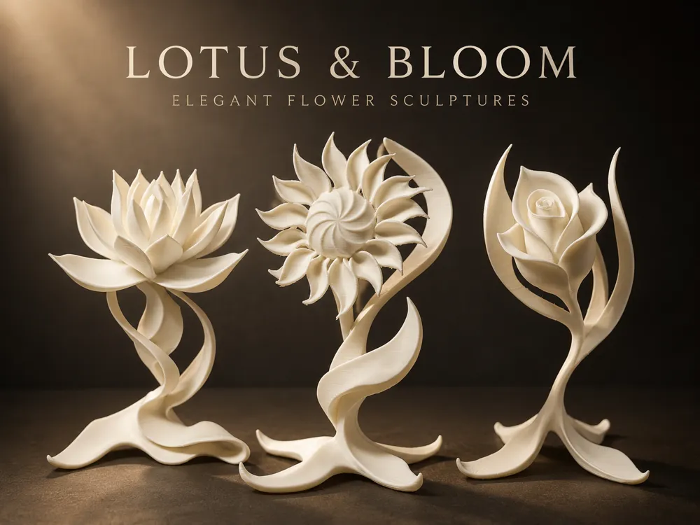 Lotus & Bloom, 3-Piece Flower Sculpture Set