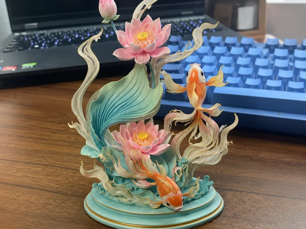 Lotus and Goldfish Art Ornament
