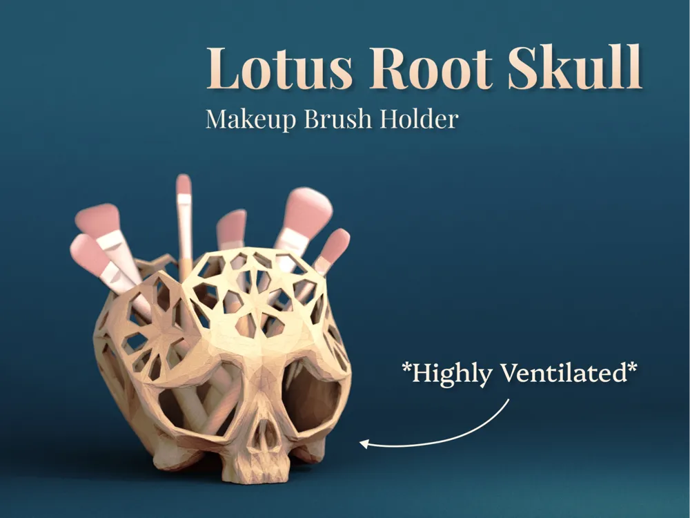 Lotus Root Skull - Makeup Brush Holder