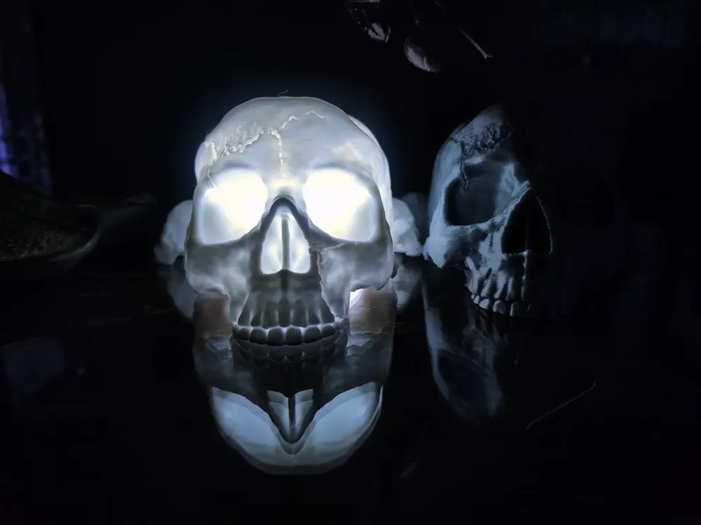 Glowing Skull Ornament, photo 2 of 4 - Skulls & Skeletons, lamp
