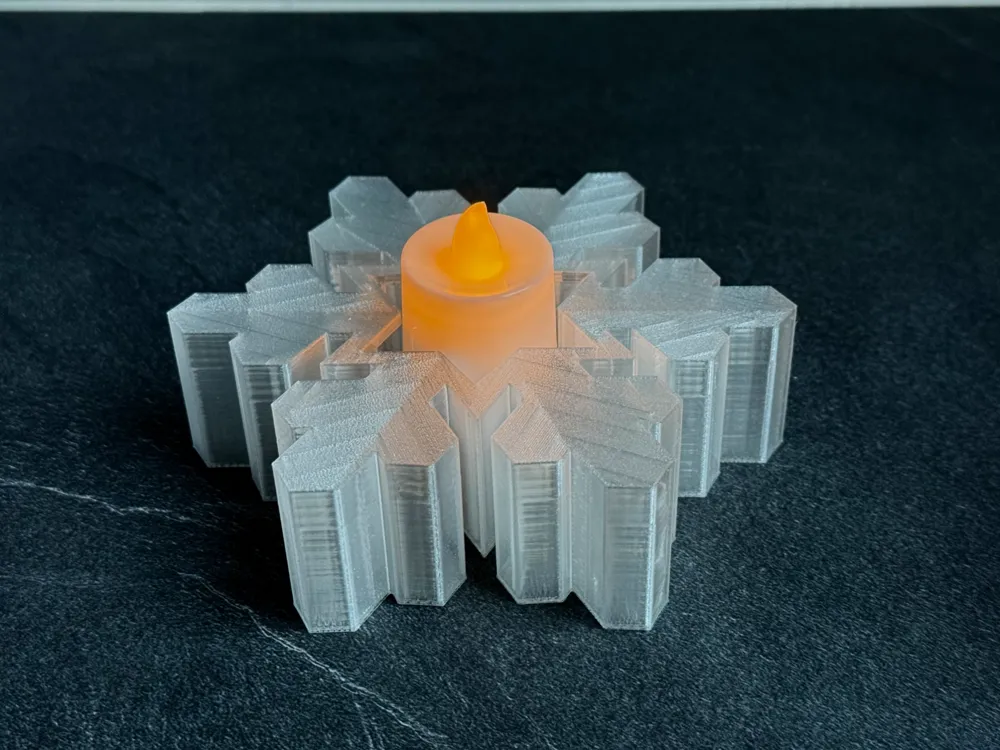 Luminous Snowflake Tealight Holder, photo 3 of 4 - Pattern & Lace Tealight Holders, candle