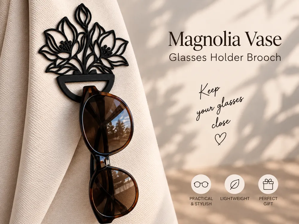 Magnolia Vase Glasses Holder Brooch, photo 4 of 4 - Magnolia Vase Glasses Holder Brooch Fashion