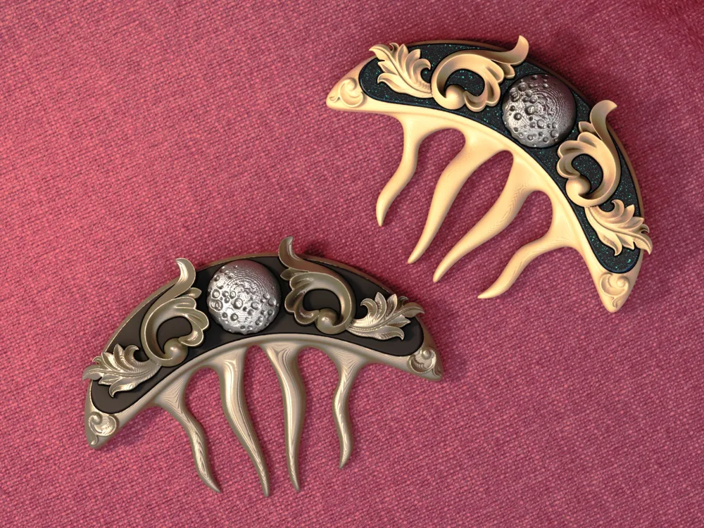 Majestic Moon - Ornamental Haircomb, photo 2 of 4 - Showpieces & Sculptures, hair comb