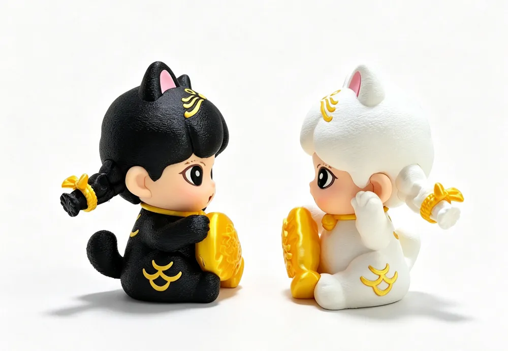 Lucky Cat Girl Figure, Split Parts, photo 3 of 4 - Lucky Cat Girl Figure, Split Parts Toys & Games