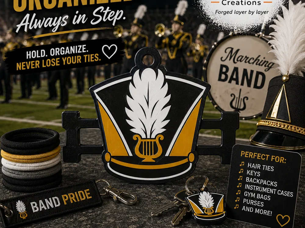 Marching Band Hat Hair Tie Holder Keychain, photo 4 of 4 - Marching Band Hat Hair Tie Holder Keychain Fashion