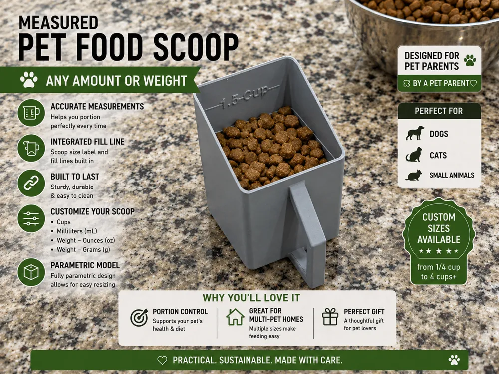 Measured Pet Food Scoop - Any Size or Weight