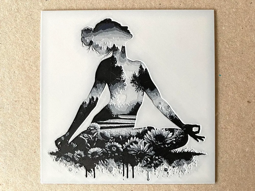 Meditative Woman Silhouette with Nature Landscape, photo 4 of 4 - Meditative Woman Silhouette with Nature Landscape Generative Art