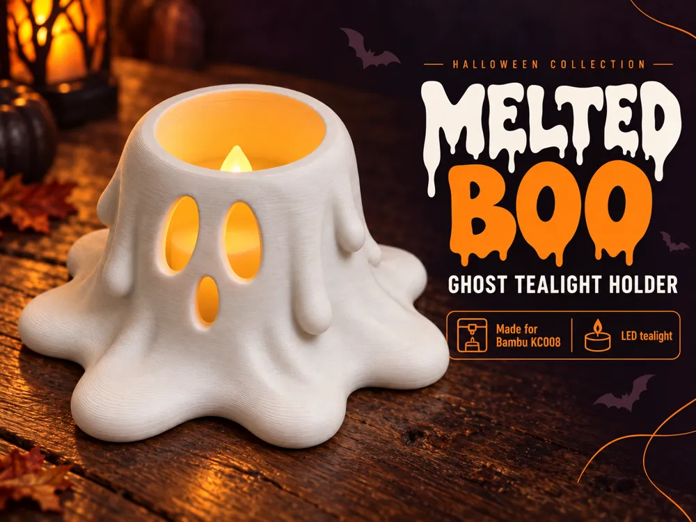 Melted Boo, Halloween Ghost LED Tealight Holder, photo 3 of 4 - Melted Boo, Halloween Ghost LED Tealight Holder Household